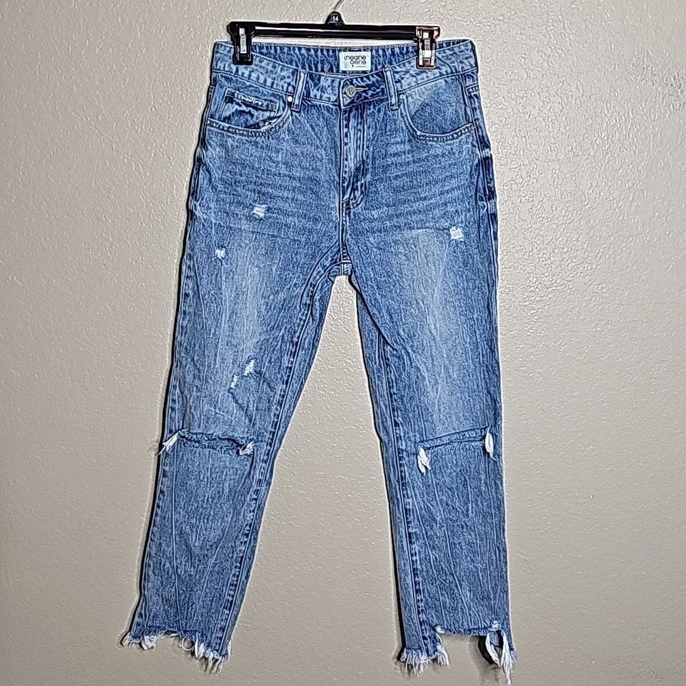 Insane Gene 26 High‎ Rise Straight Ankle busted knees jeans